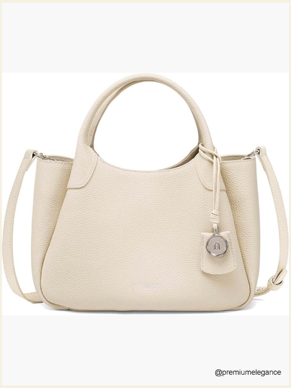 Genuine Leather Top Handle Satchel Crossbody Bag with Buckle